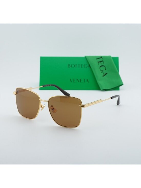 Bottega Veneta BV1237S 002 Sunglasses Gold Square Frame, Brown Lenses main image 11